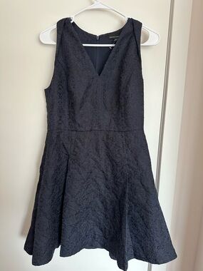Banana Republic Black Textured Fit-and-Flare Dress